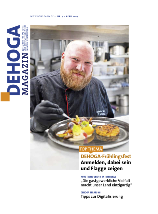 Abbildung des Covers des DEHOGA Magazins im April 2025