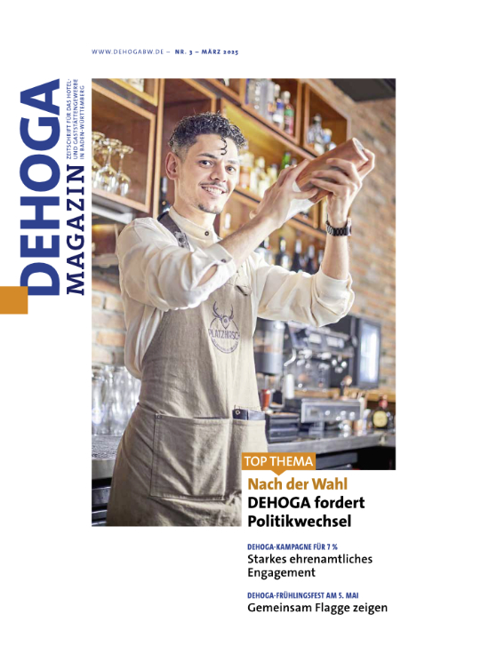 Abbildung des Covers des DEHOGA Magazins im März 2025